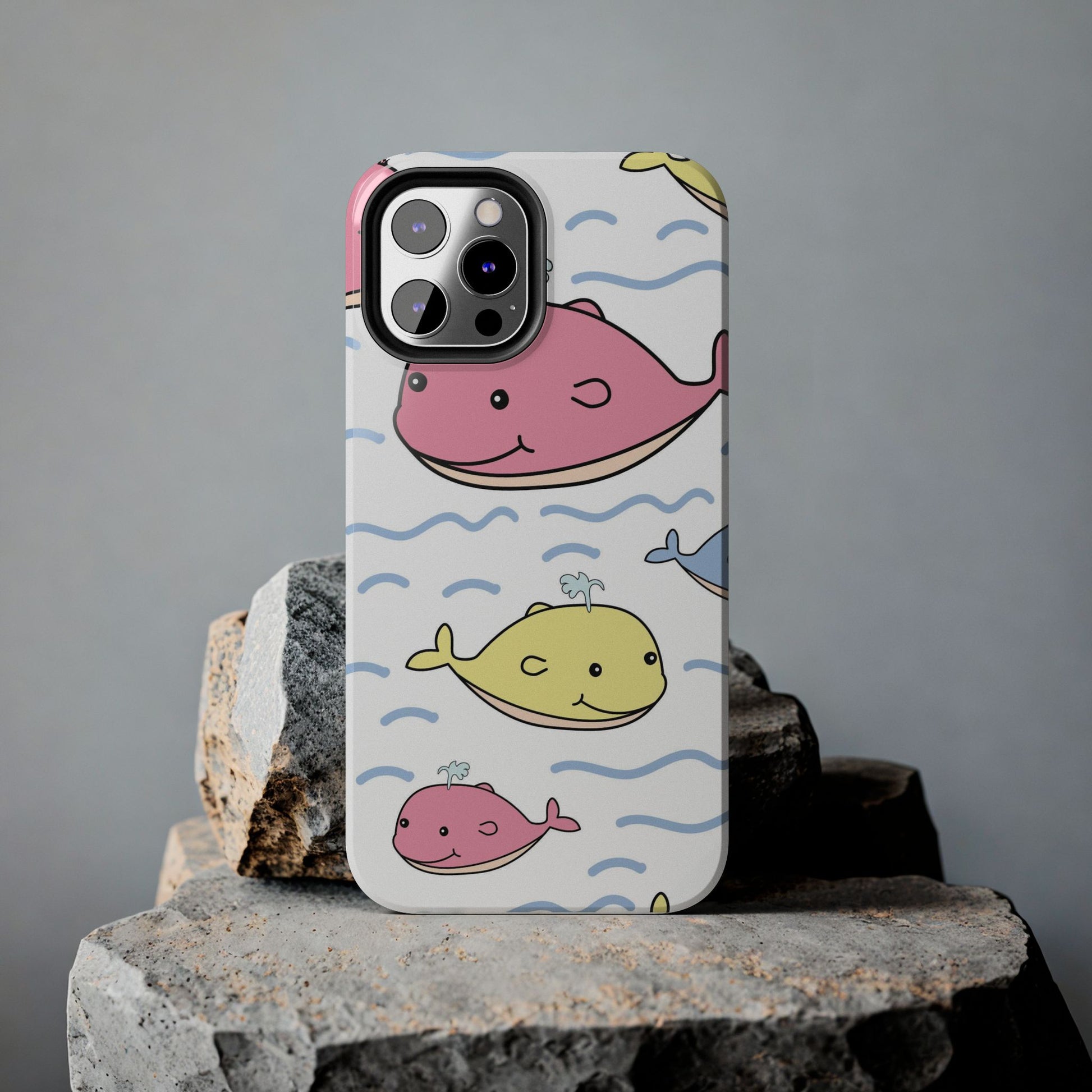 Seamless cute multicolored whale cartoon pattern Tough Phone Cases