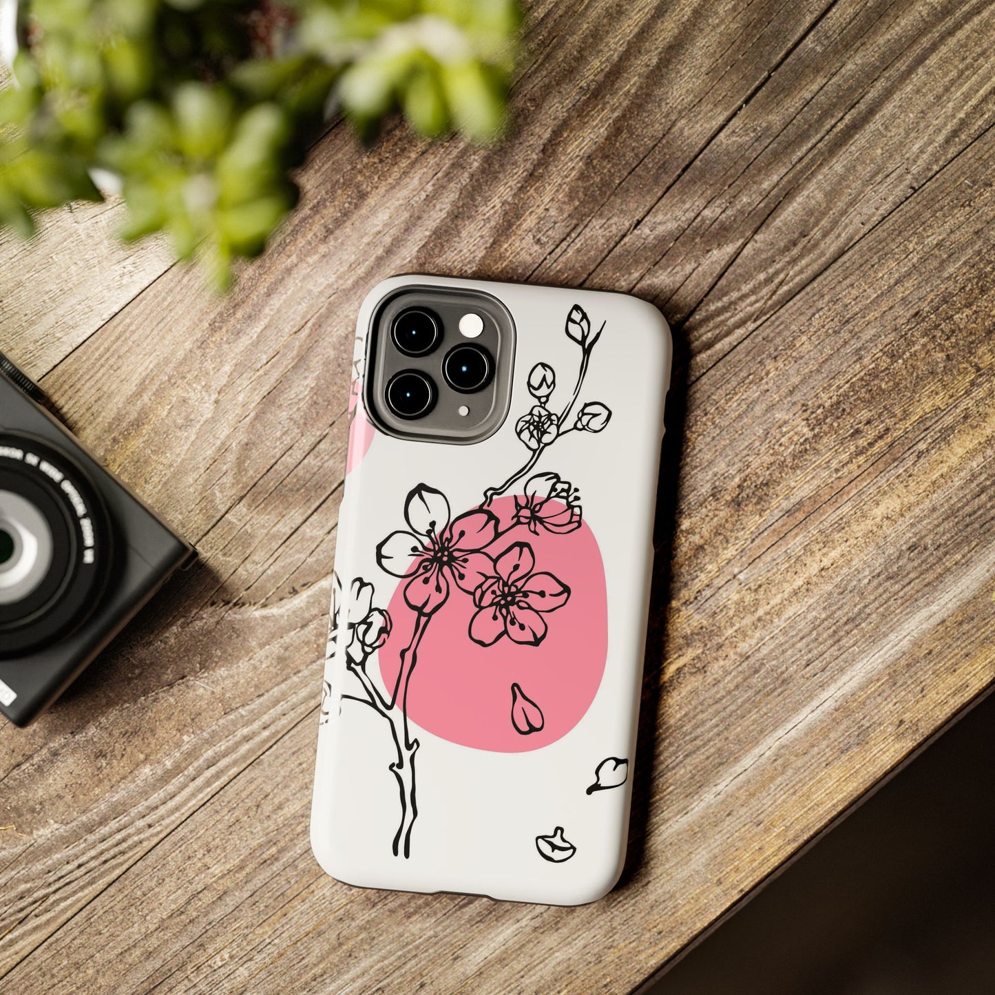 Spring blossom monochrome line art floral Tough Phone Cases