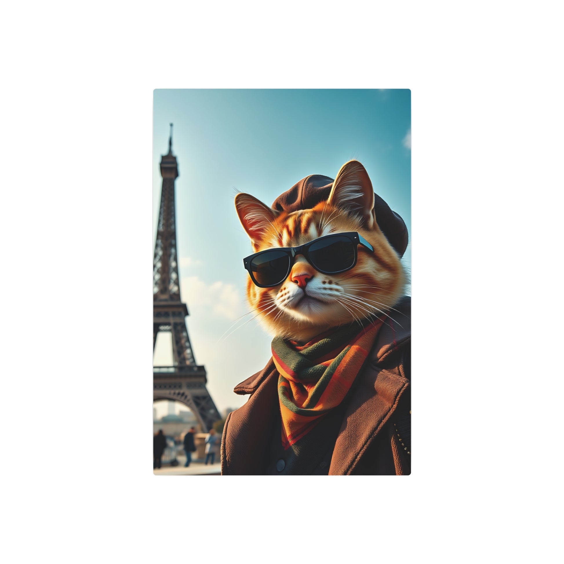 Chic Cat in Paris: A Purr-fect Encounter! Metal Art Sign