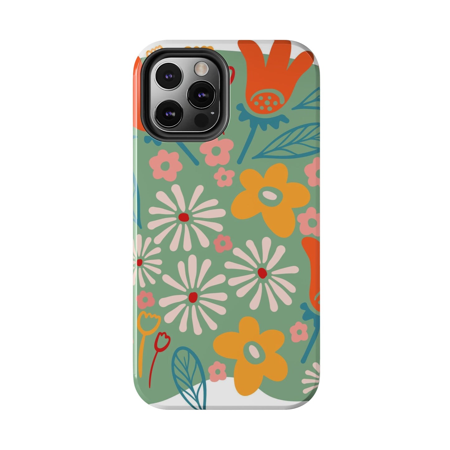 flowers in trendy retro Tough Phone Cases