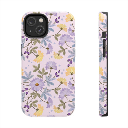 Blooming yellow and purple flowers Tough Phone Cases iPhone 14