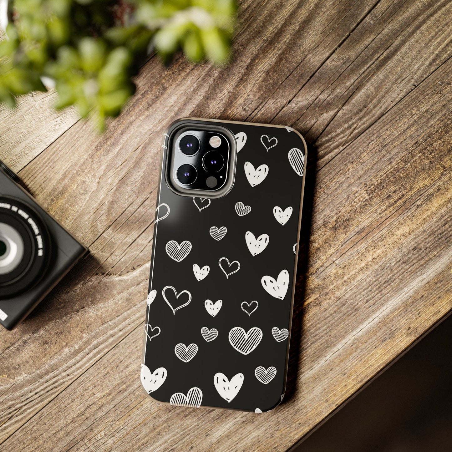 Heart doodles seamless pattern Tough Phone Cases