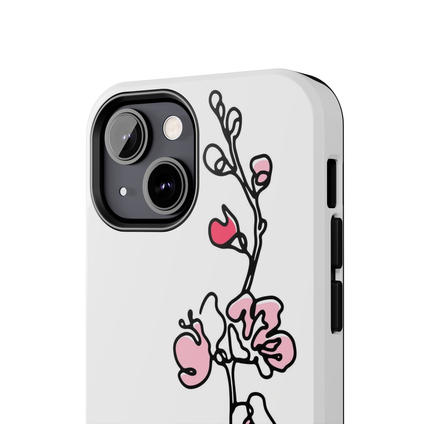 Cherry blossom single line art with abstract pink Tough Phone Cases