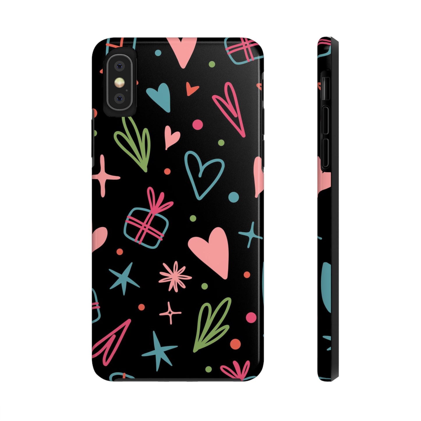 Valentine Day Doodle seamless pattern Tough Phone Cases iPhone XS