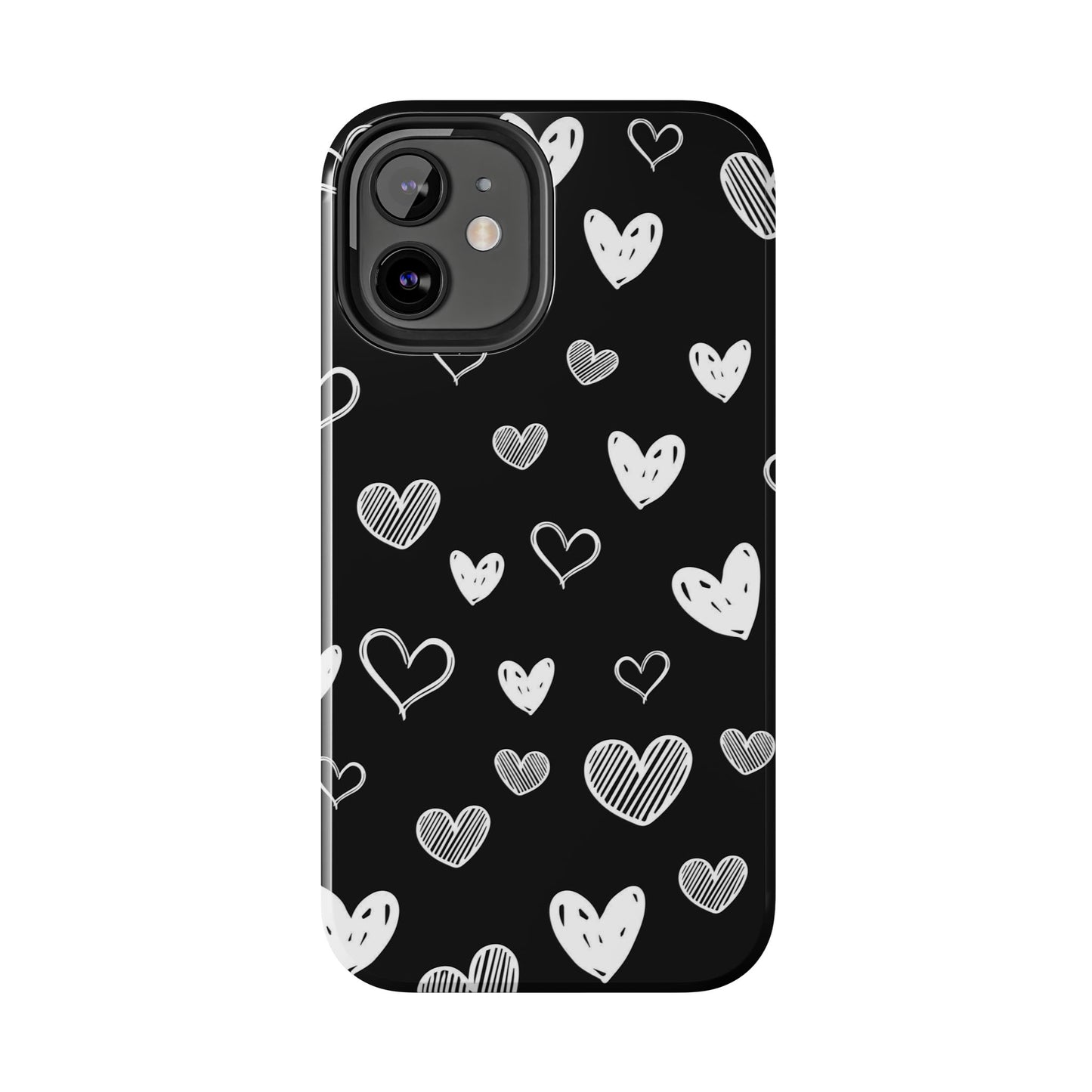 Heart doodles seamless pattern Tough Phone Cases