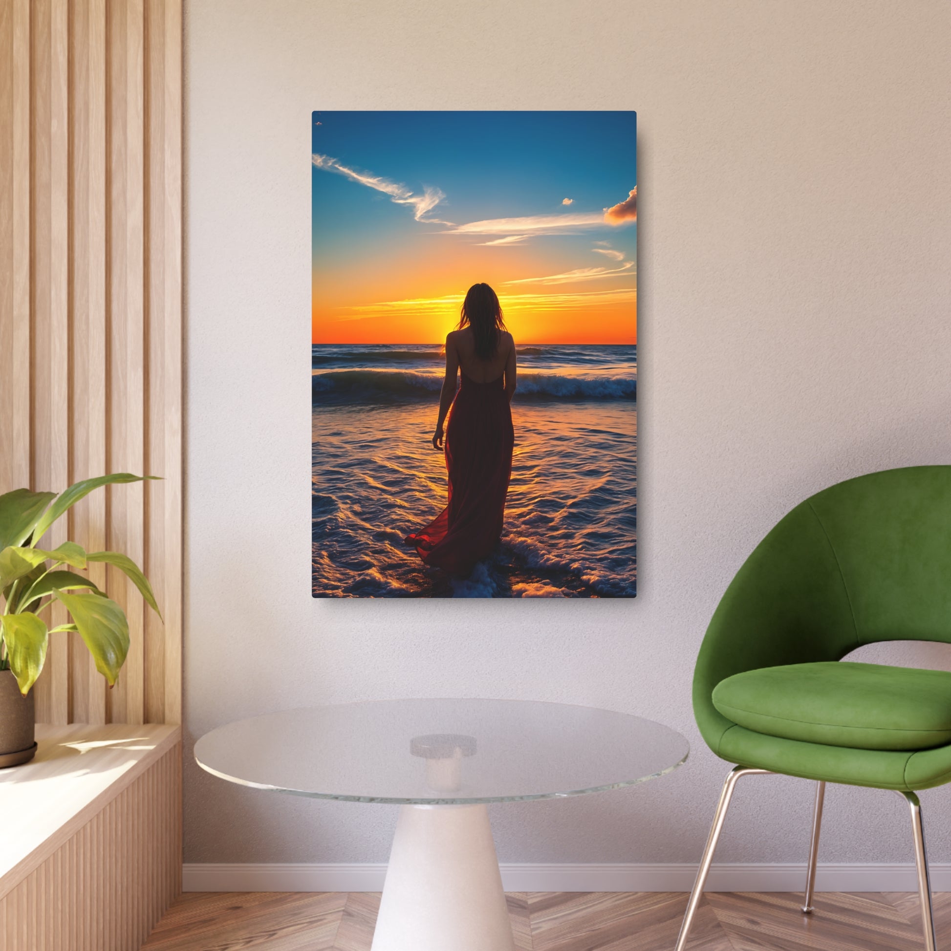 Stunning Sunset Beach Photography: Reflecting Beauty and Serenity Metal Art Sign