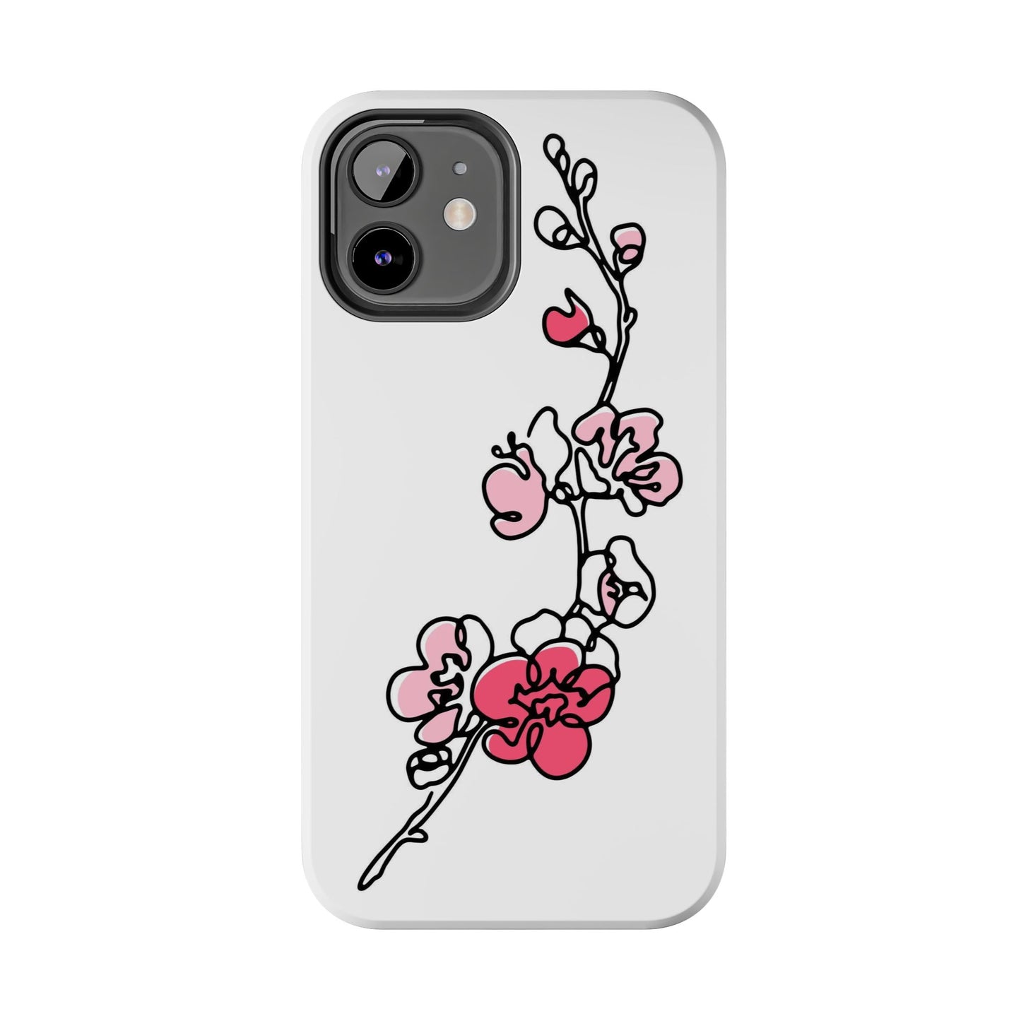 Cherry blossom single line art with abstract pink Tough Phone Cases