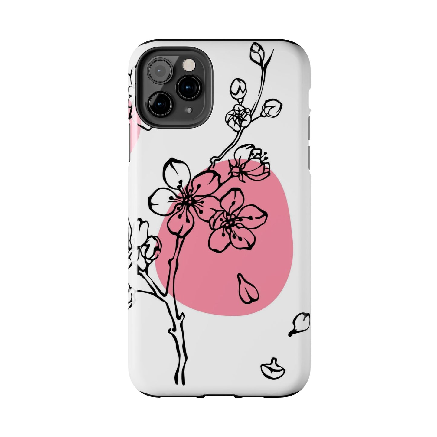 Spring blossom monochrome line art floral Tough Phone Cases