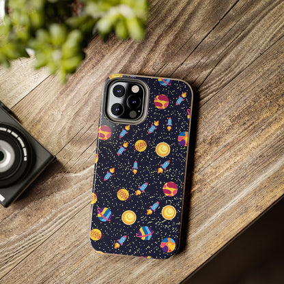 Seamless space pattern. Planets, rockets Tough Phone Cases