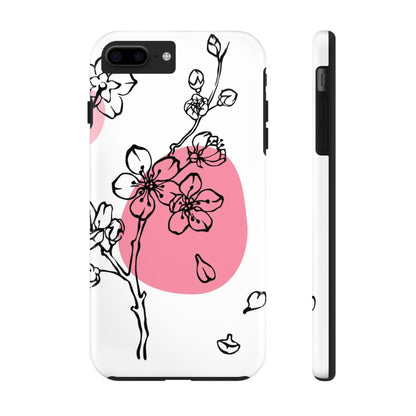 Spring blossom monochrome line art floral Tough Phone Cases iPhone 7 Plus, iPhone 8 Plus