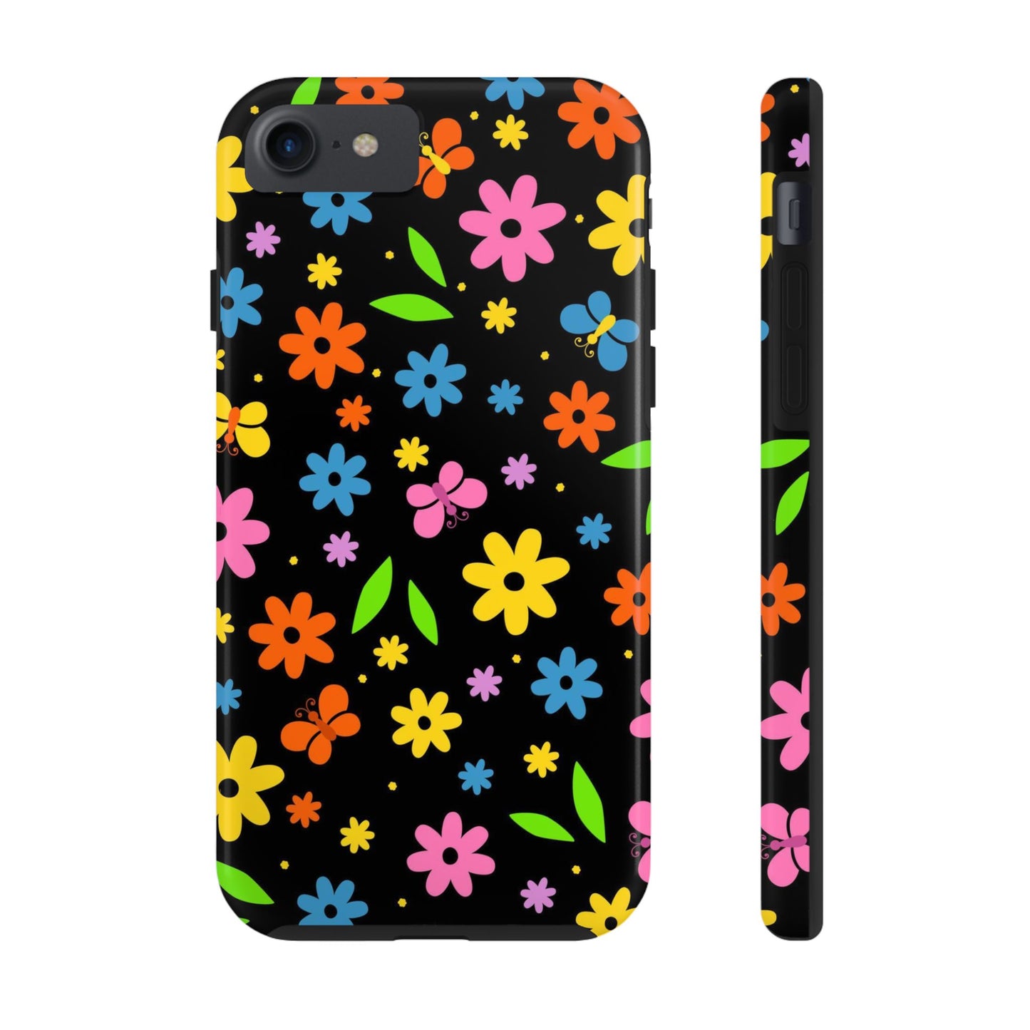 Cute pattern with simple flowers and butterflies. Tough Phone Cases iPhone 7, iPhone 8, iPhone SE