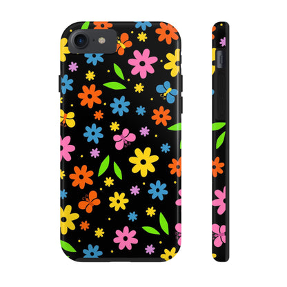 Cute pattern with simple flowers and butterflies. Tough Phone Cases iPhone 7, iPhone 8, iPhone SE