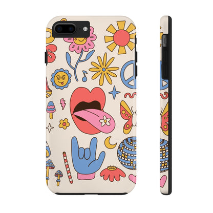 Big set of Retro 70s groovy elements Tough Phone Cases iPhone 7 Plus, iPhone 8 Plus