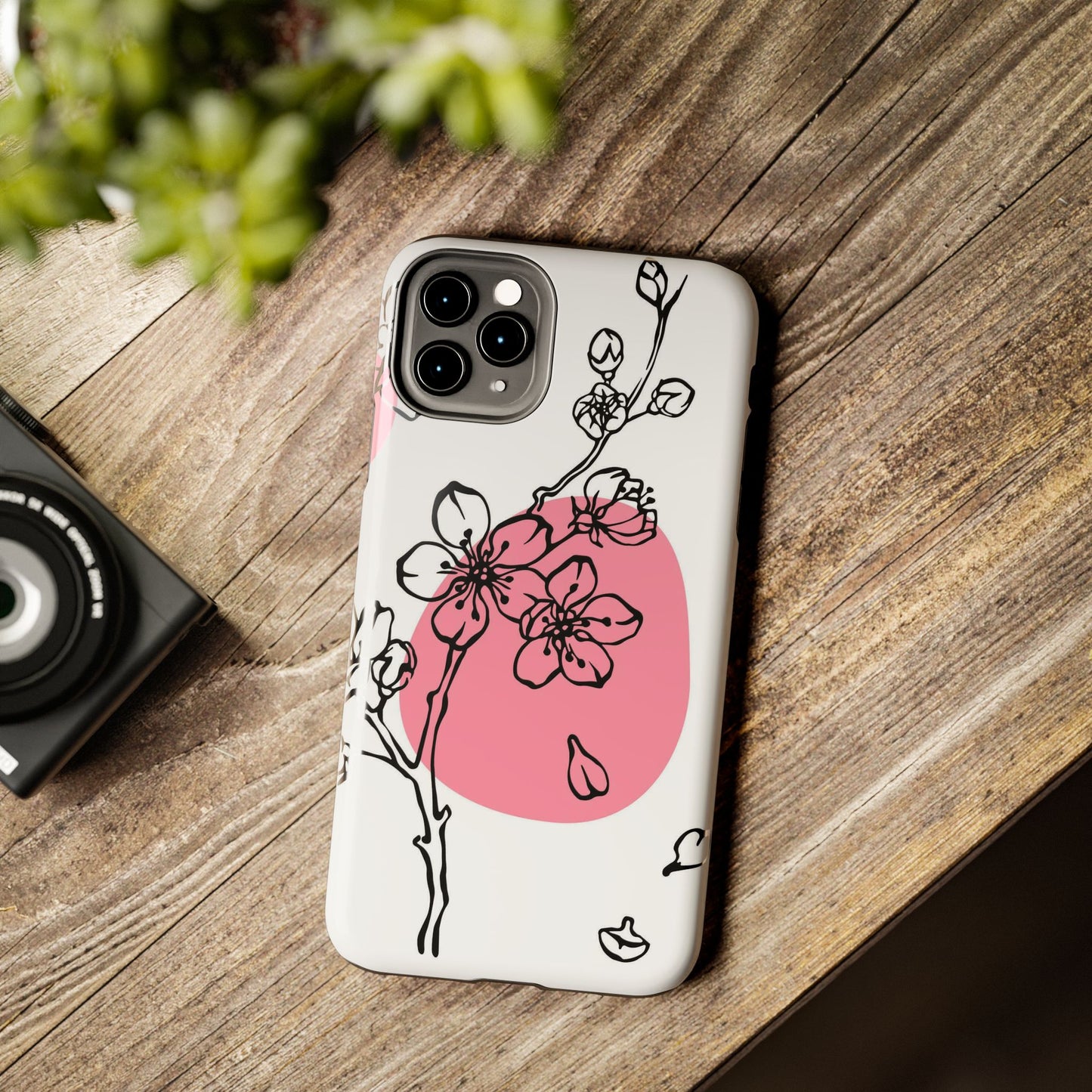 Spring blossom monochrome line art floral Tough Phone Cases