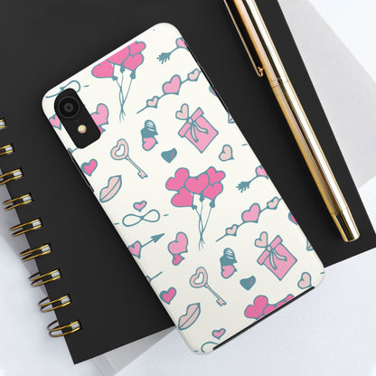 Pink seamless pattern with cute love doodles Tough Phone Cases