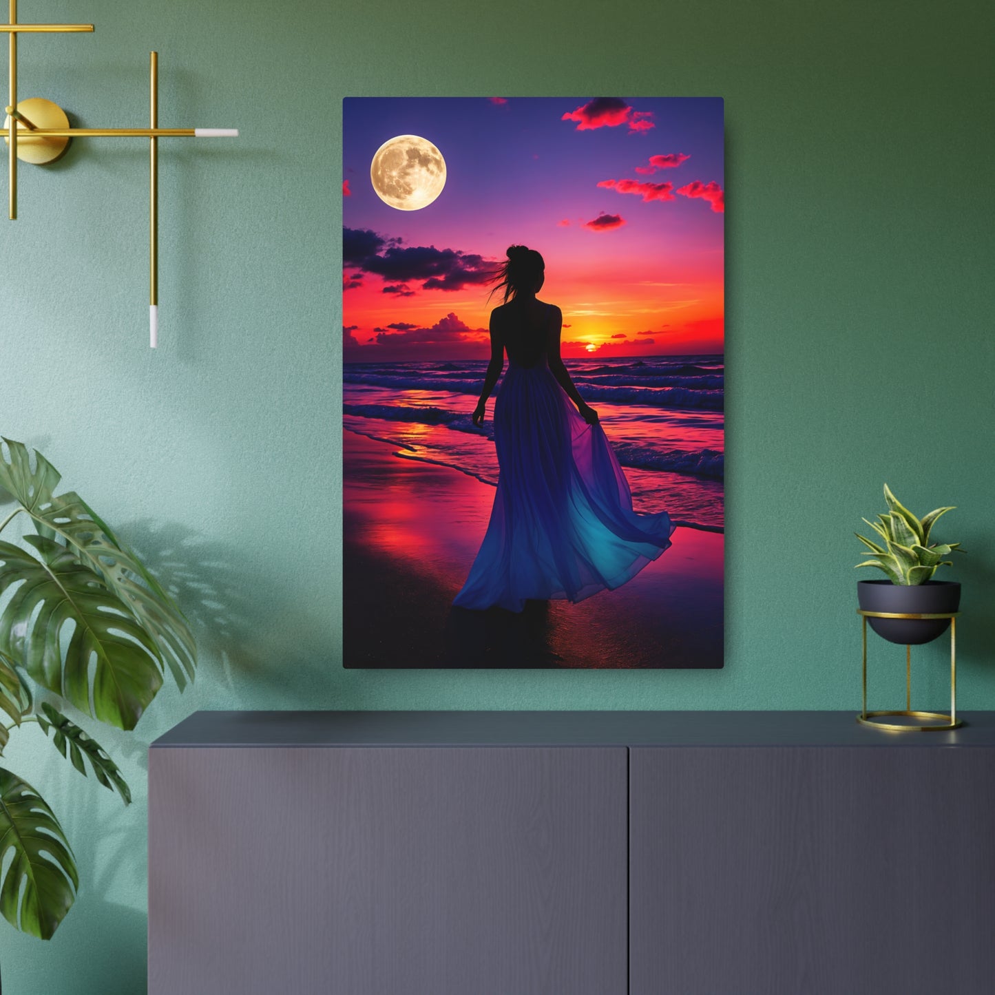 Moonlit Serenity: Embrace the Twilight Metal Art Sign 24" x 36" (Vertical) 0.12''