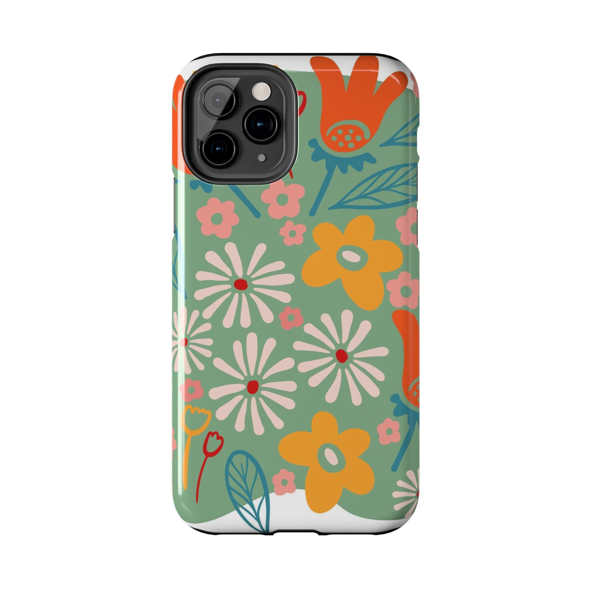 flowers in trendy retro Tough Phone Cases