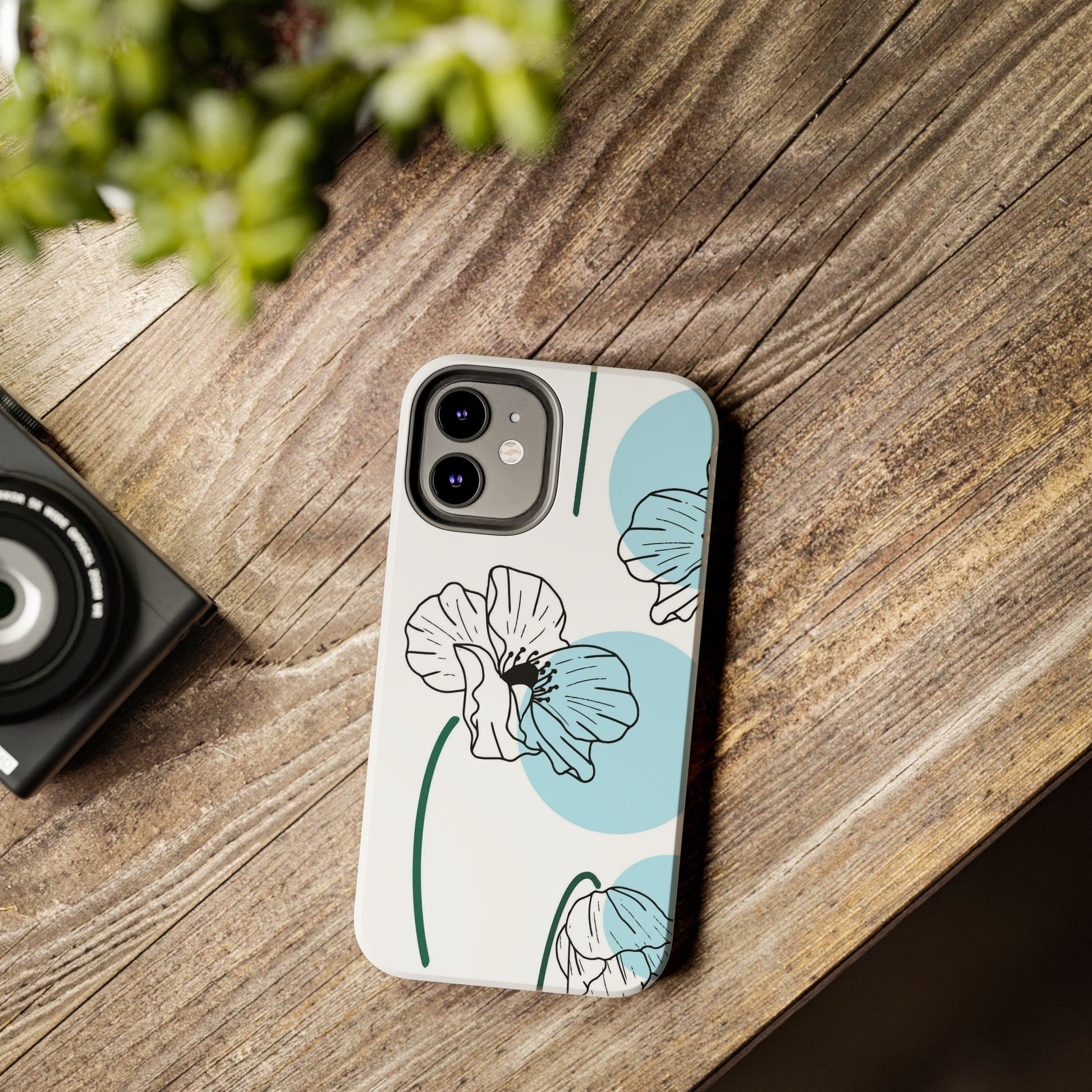 Hand drawn Blue Flower abstract Tough Phone Cases