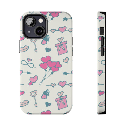 Pink seamless pattern with cute love doodles Tough Phone Cases iPhone 13 Mini