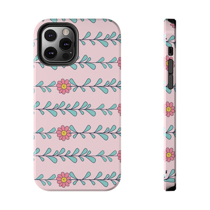 Seamless pattern pink flowers leaves Tough Phone Cases iPhone 12 Pro