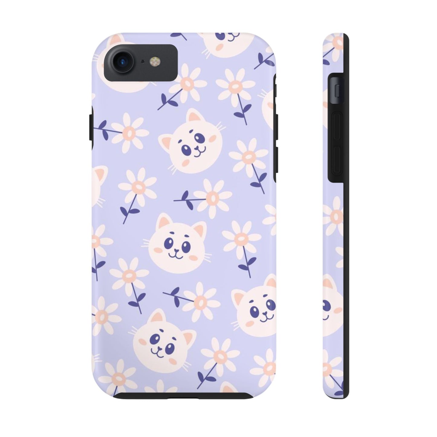 Cute cat with flowers seamless pattern Tough Phone Cases iPhone 7, iPhone 8, iPhone SE