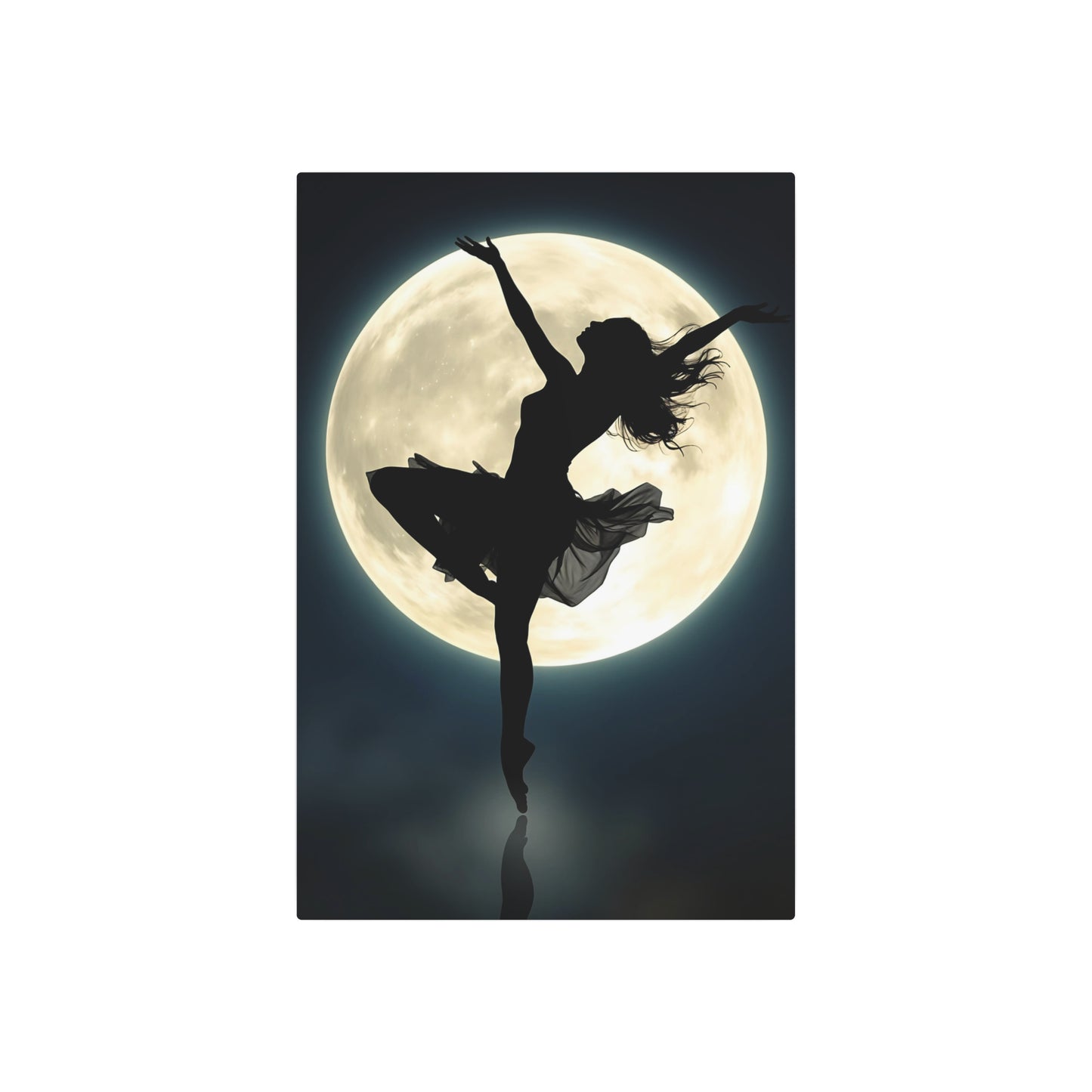 Dancer Under the Moon: A Celestial Ballet Metal Art Sign