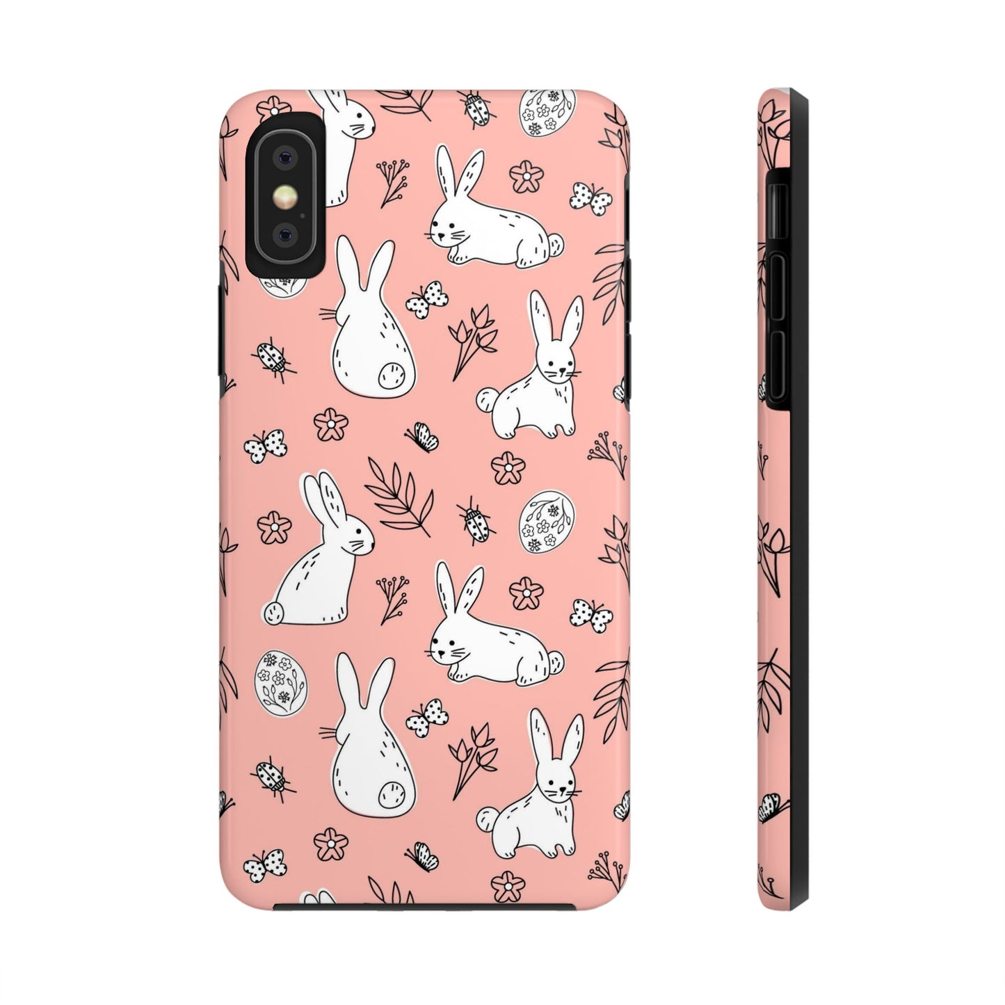 pattern with bunnies, flowers. Tough Phone Cases iPhone X