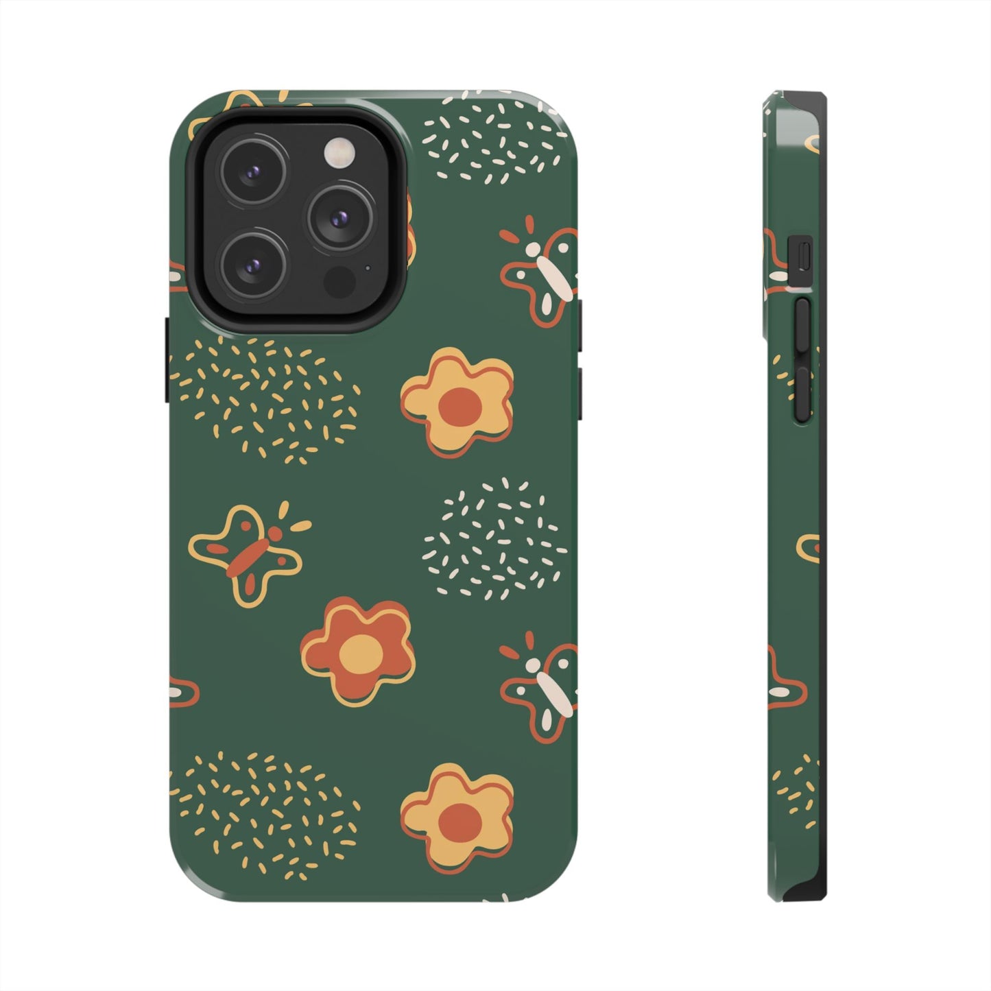 Seamless pattern with flowers and butterflies Tough Phone Cases iPhone 14 Pro Max