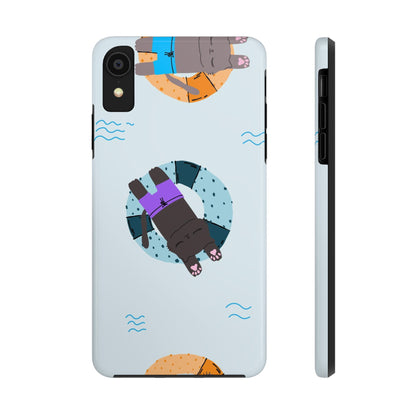 Cute blue pattern with cats relax by the sea Tough Phone Cases iPhone XR