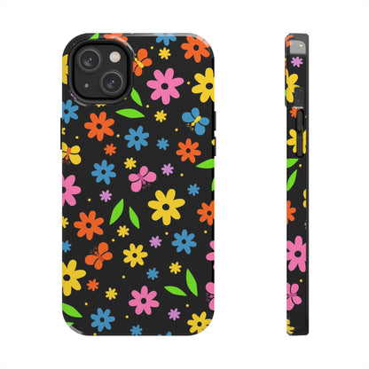 Cute pattern with simple flowers and butterflies. Tough Phone Cases iPhone 14 Plus