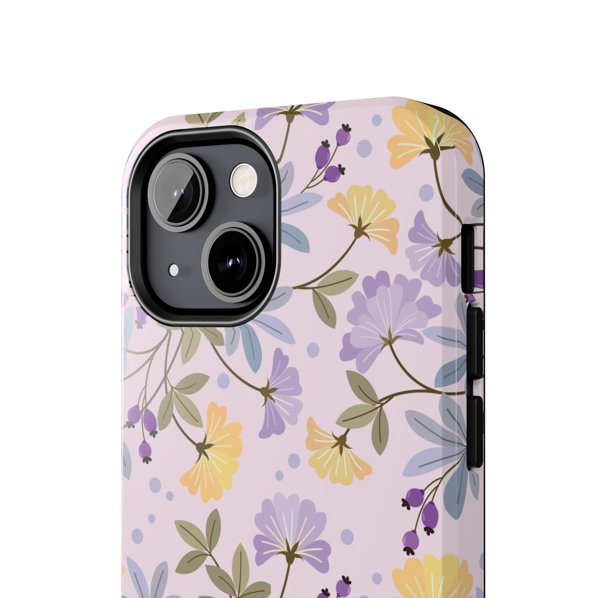 Blooming yellow and purple flowers Tough Phone Cases