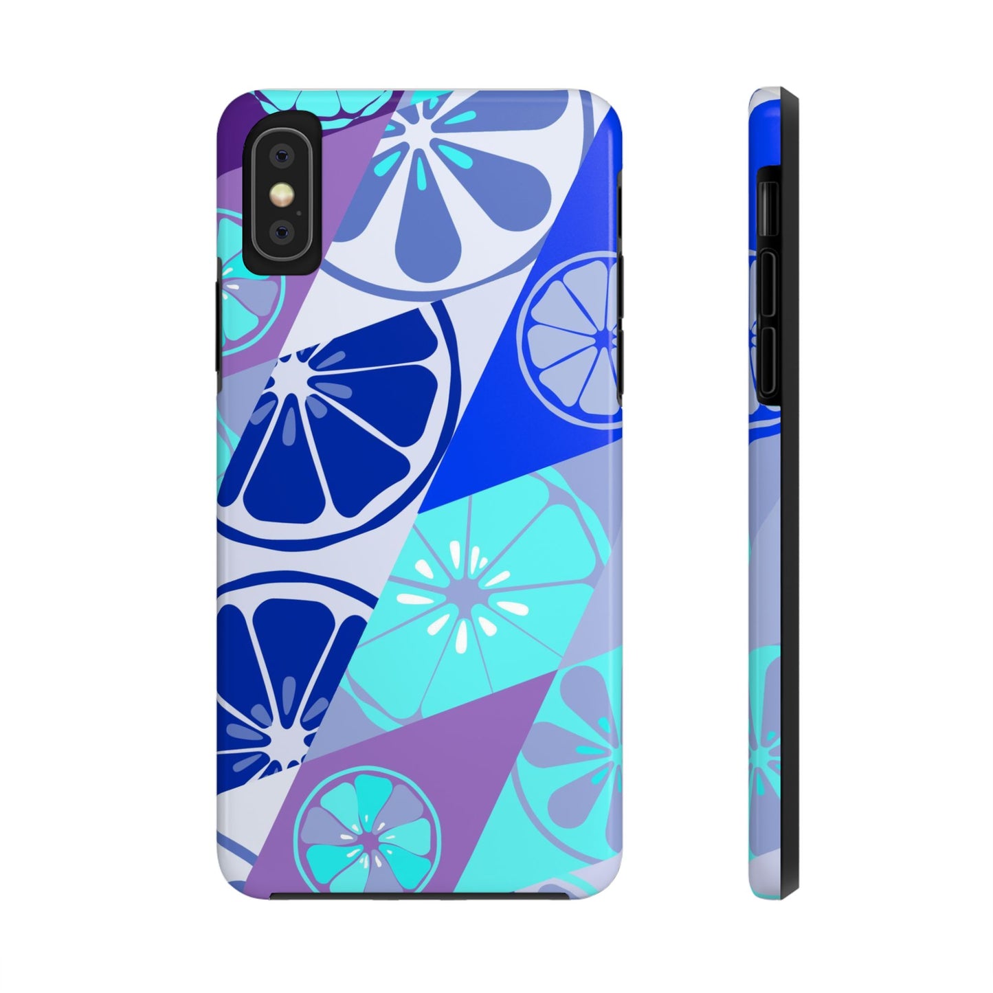 Texture blue with a pattern of lemons limes Tough Phone Cases iPhone X