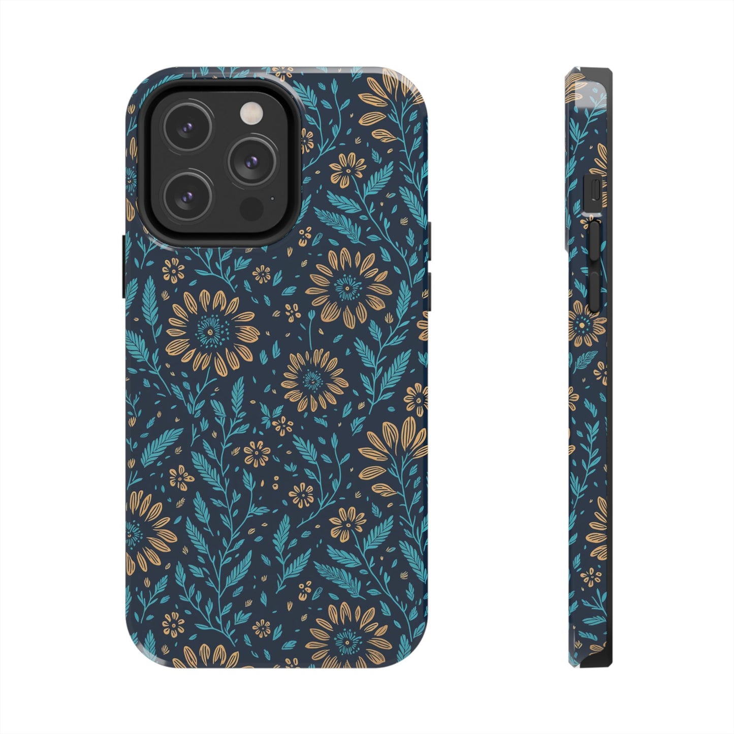 Flower Pattern Design Tough Phone Cases iPhone 14 Pro Max