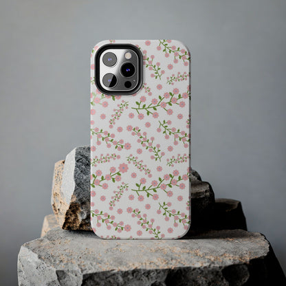 Seamless pattern green branches with blooming Tough Phone Cases