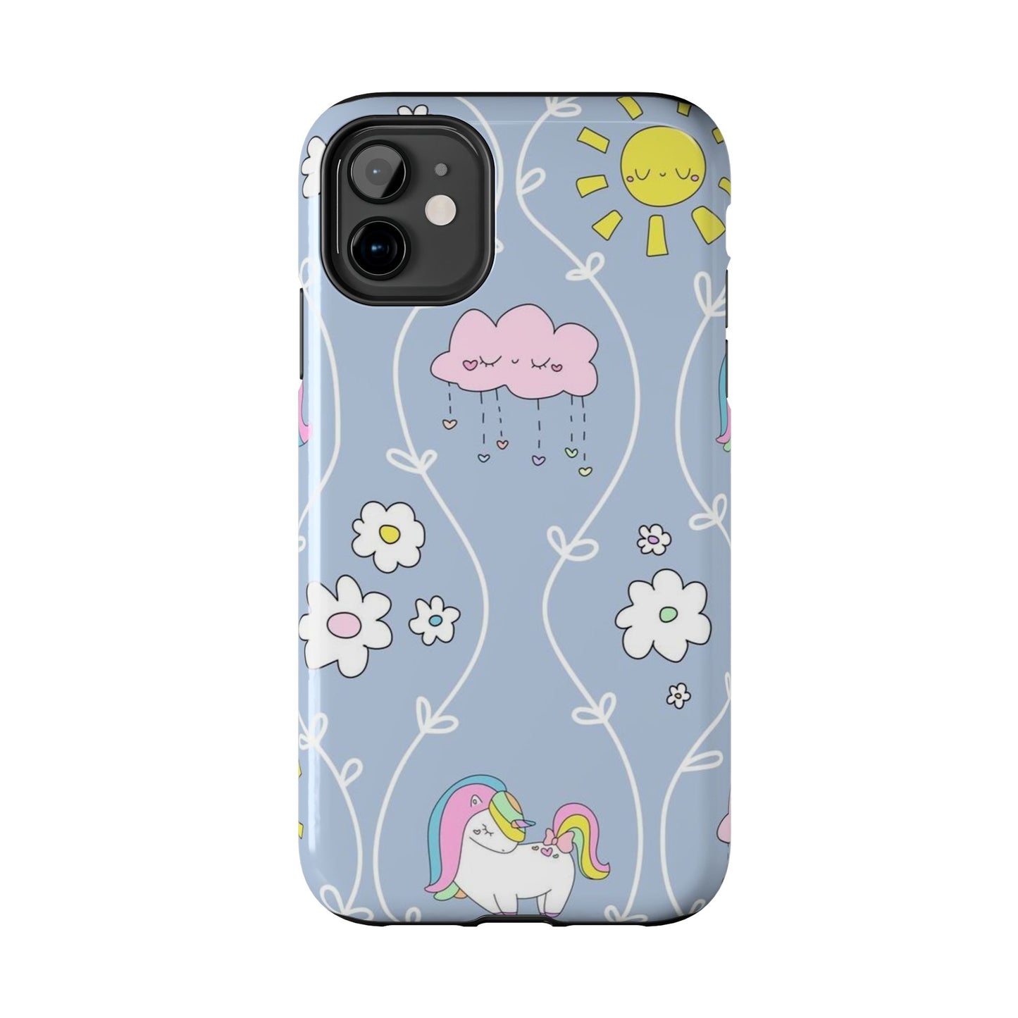 Cute little unicorn heart flower sun cloud Tough Phone Cases