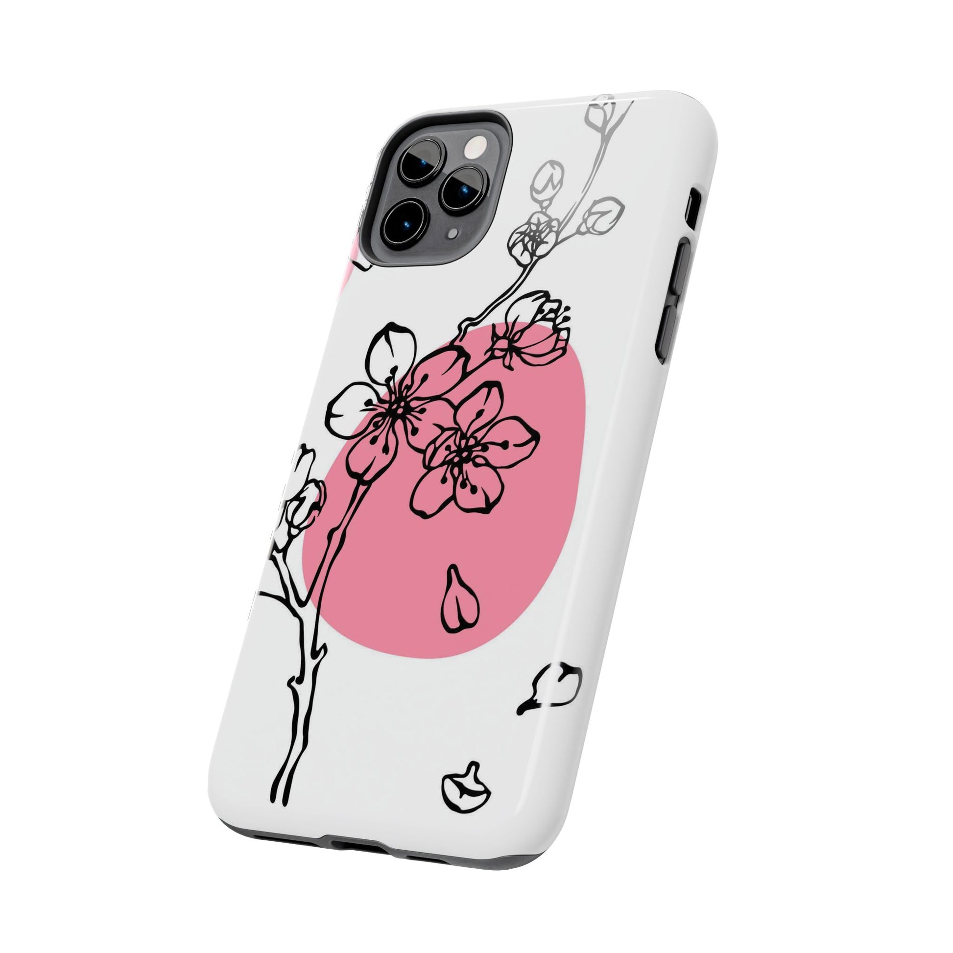 Spring blossom monochrome line art floral Tough Phone Cases