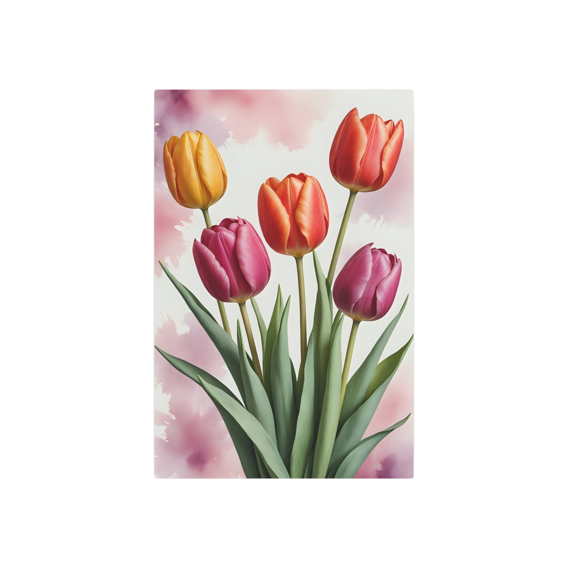 Vibrant Symphony of Tulips Metal Art Sign