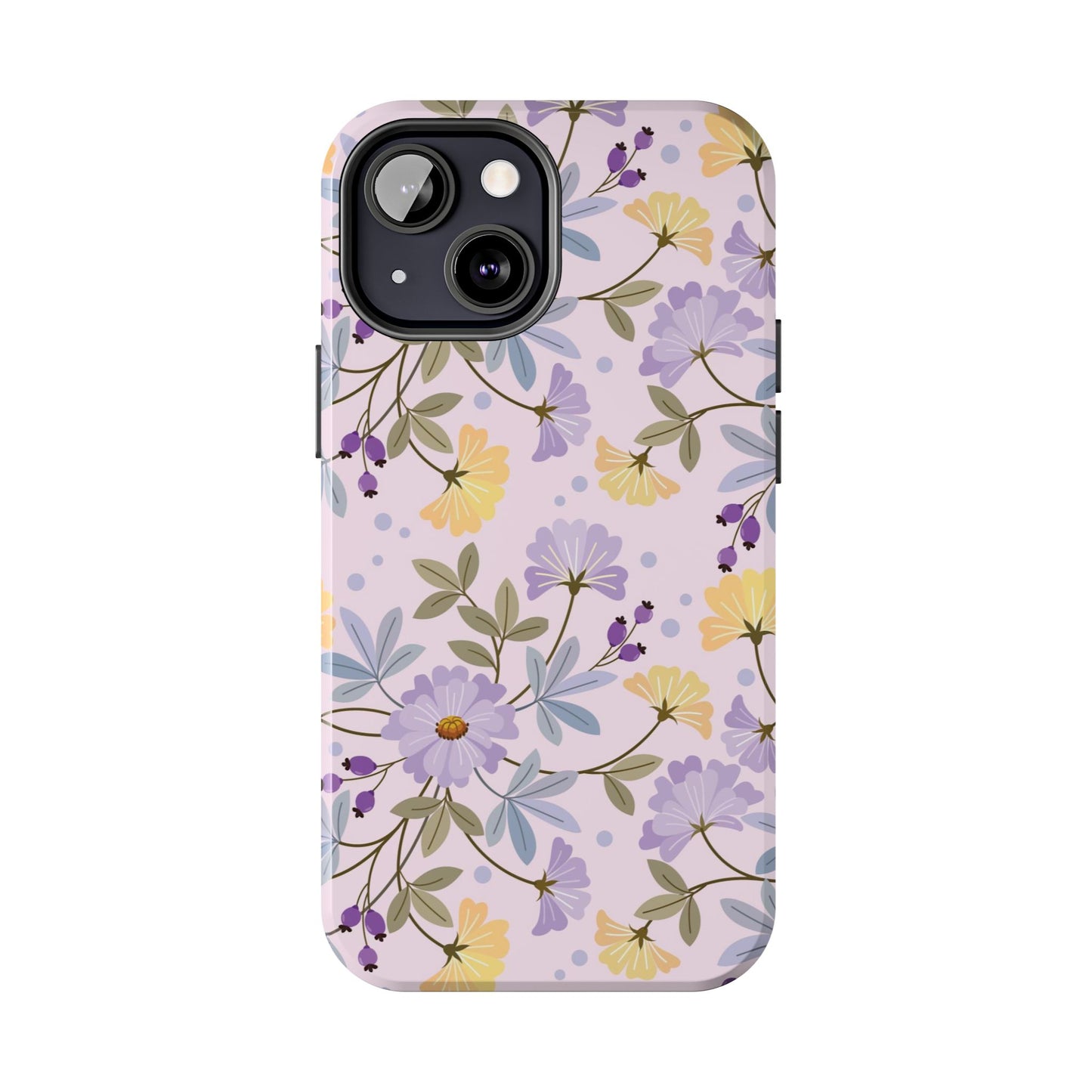 Blooming yellow and purple flowers Tough Phone Cases