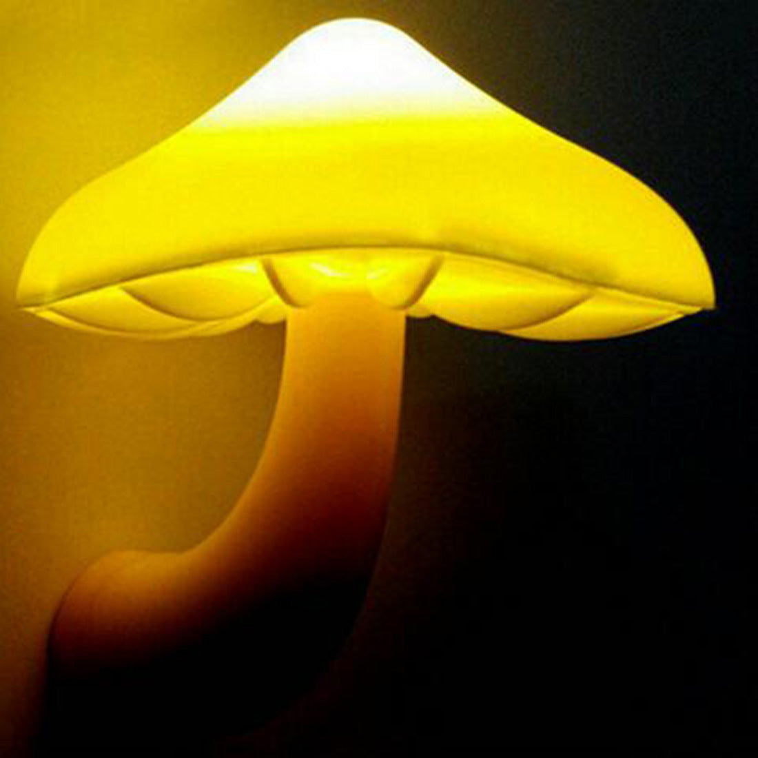 LED Night Light Mushroom Wall Socket Lamp EU US Plug Warm White Light-control Sensor Bedroom Light Home Decoration Mushroom Yellow