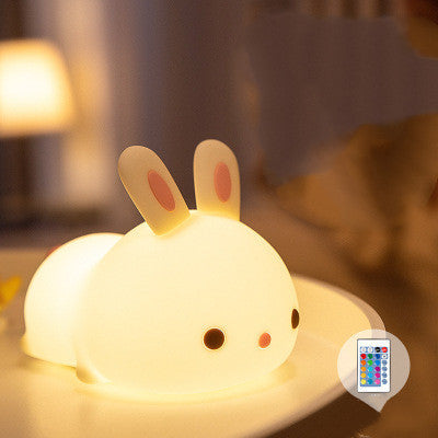 New Year'S Gift Rabbit Silicone Lamp Pat Feeding Creative Night Light Children'S Toys Basic remote control model 1PC