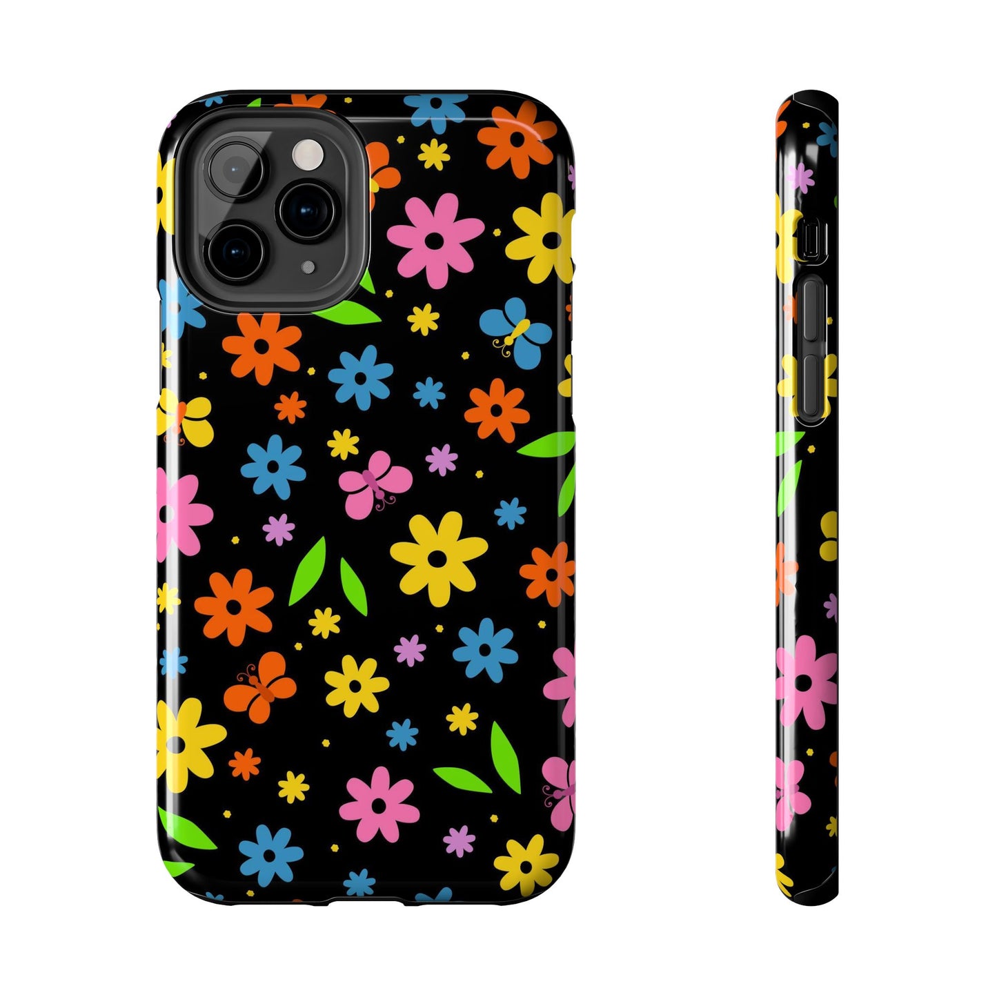 Cute pattern with simple flowers and butterflies. Tough Phone Cases iPhone 11 Pro