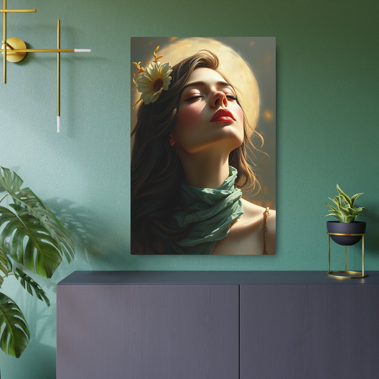 Ethereal Beauty: Metal Printed Art Sign Featuring a Serene Woman 24" x 36" (Vertical) 0.12''