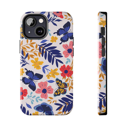 Seamless pattern with butterflies and flowers Tough Phone Cases iPhone 13 Mini