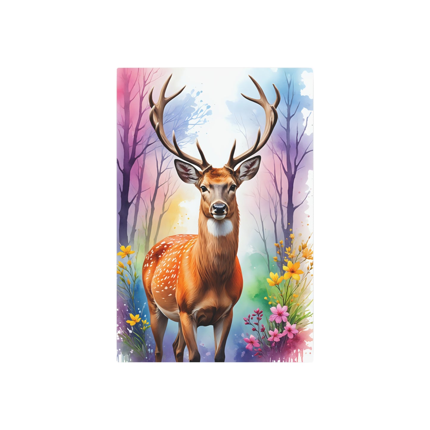 Majestic Deer in Springtime Splendo Metal Art Sign