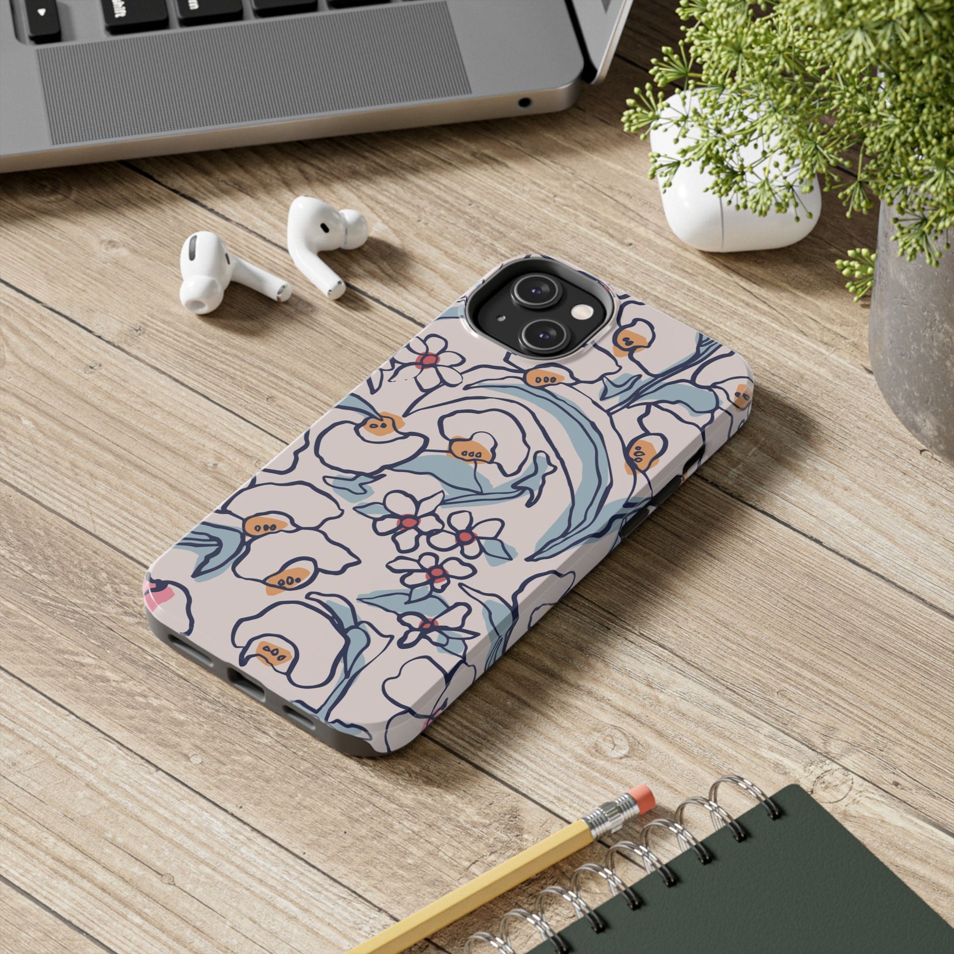 hand-drawn flower sketch Tough Phone Cases