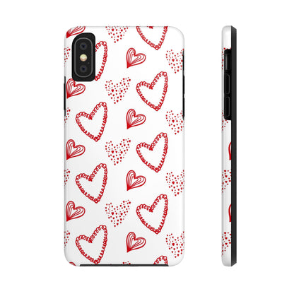 Cute hand drawn Valentine's hearts seamless pattern. Tough Phone Cases iPhone XS