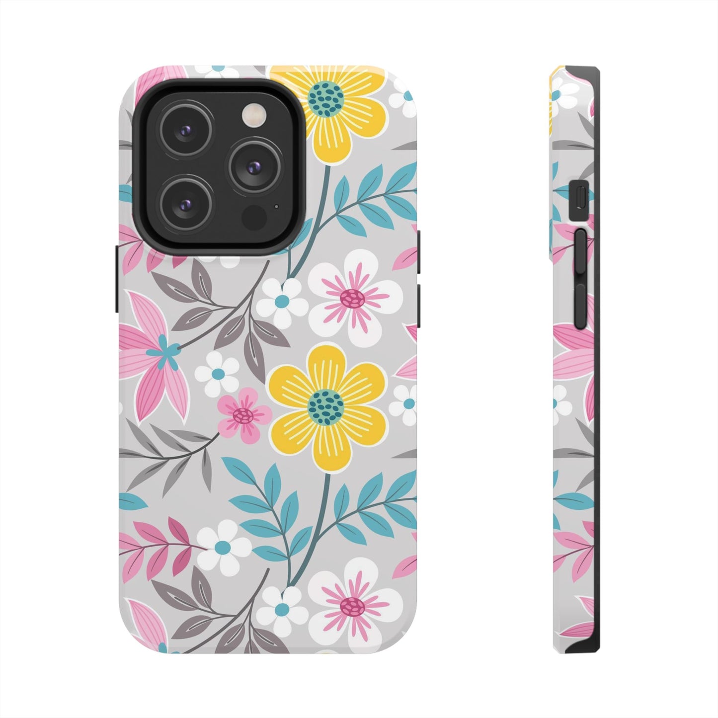 Colorful flowers and leaf Tough Phone Cases iPhone 14 Pro