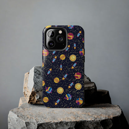 Seamless space pattern. Planets, rockets Tough Phone Cases