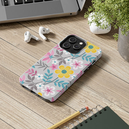 Colorful flowers and leaf Tough Phone Cases