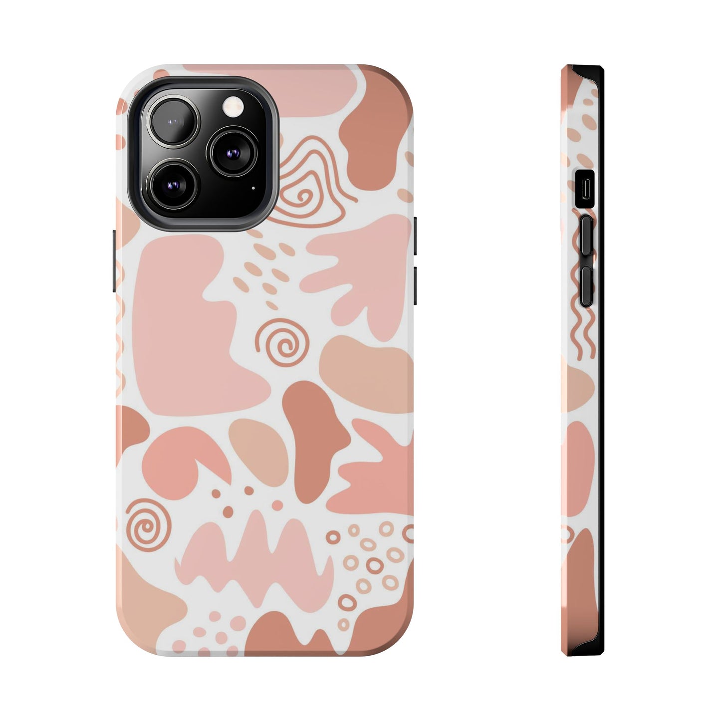 Set of organic abstract shapes in pastel colors. Pink and beige Tough Phone Cases iPhone 13 Pro Max